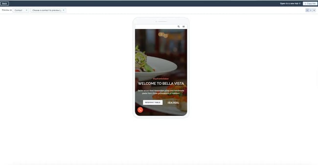 how to build one-page ai generated websites with HubSpot, testing website on mobile